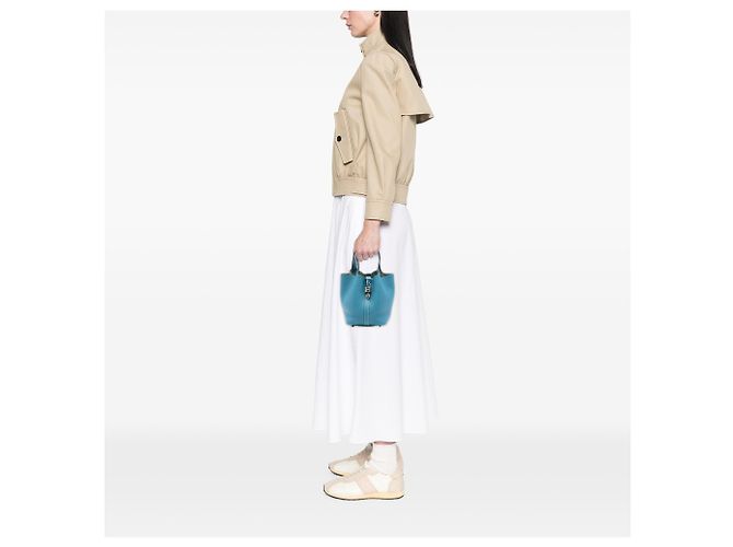 Hermès Picotin Lock 18 in pelle Clemence blu - vista 7