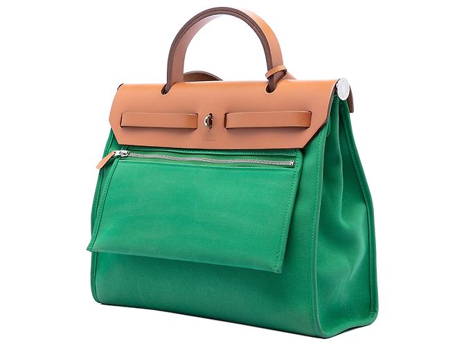Hermès Borsa Herbag Zip 31 Verde Toile - vista 2