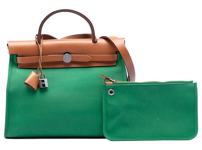 Hermès Borsa Herbag Zip 31 Verde Toile - vista 8