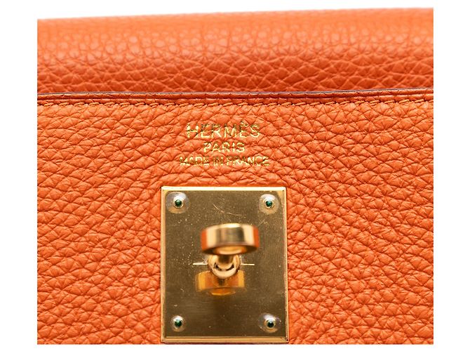 Hermès Arancione Togo Kelly II Retourne 35 - vista 5