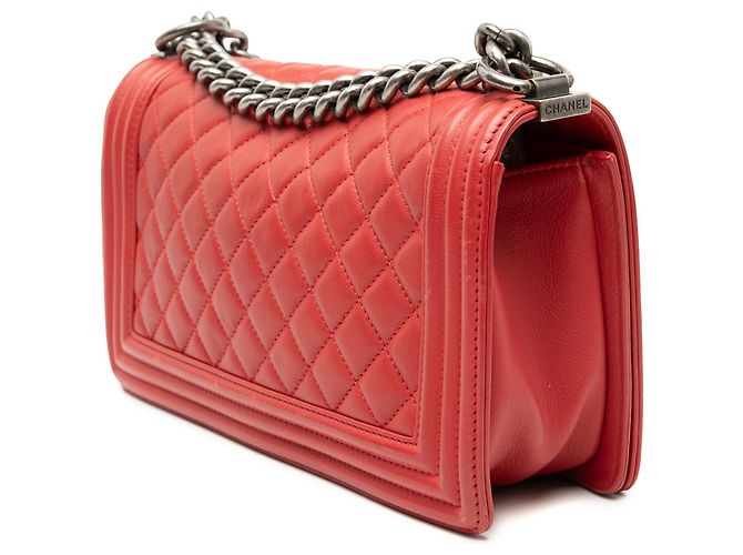 Chanel Rosso Antico Medio Boy Flap in Pelle di Agnello - vista 2