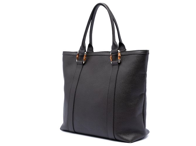 Gucci Braune Genarbte Kalbsleder Bamboo Shopper Tote - Ansicht 2