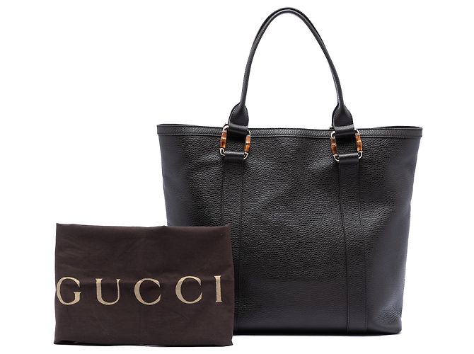 Gucci Braune Genarbte Kalbsleder Bamboo Shopper Tote - Ansicht 8