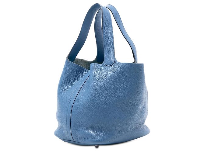 Hermès Picotin Lock 22 in Pelle Clemence Blu - vista 2