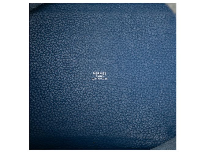 Hermès Picotin Lock 22 in Pelle Clemence Blu - vista 4