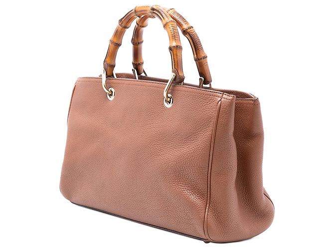 Bamboo Bolso shopper mediano de piel de ternera marrón con bambú Gucci Castaño - vista 2