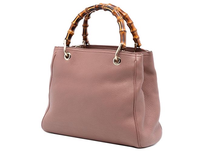 Bamboo Borsa shopper piccola in pelle di vitello marrone con bambù Gucci Carne - vista 2