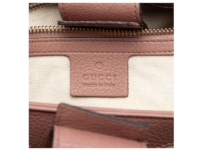 Bamboo Borsa shopper piccola in pelle di vitello marrone con bambù Gucci Carne - vista 5