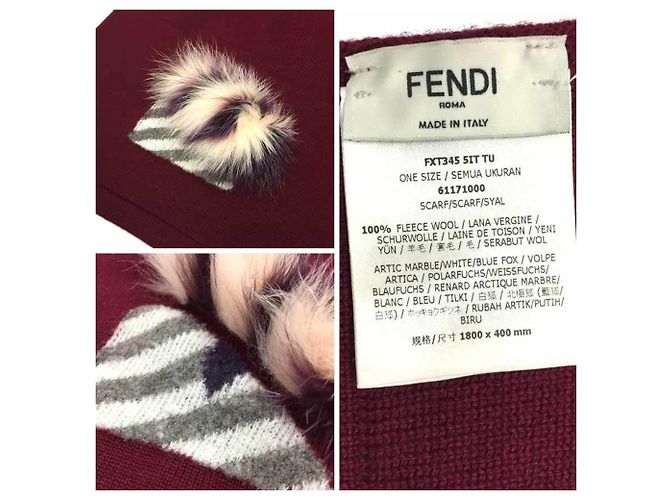 Stola Fendi bordeaux in lana Bordò - vista 3