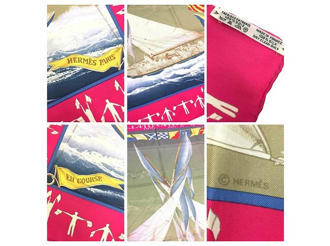 Hermès Carré 90 Schal im Yachtmuster Pink Mehrfarben - Ansicht 2