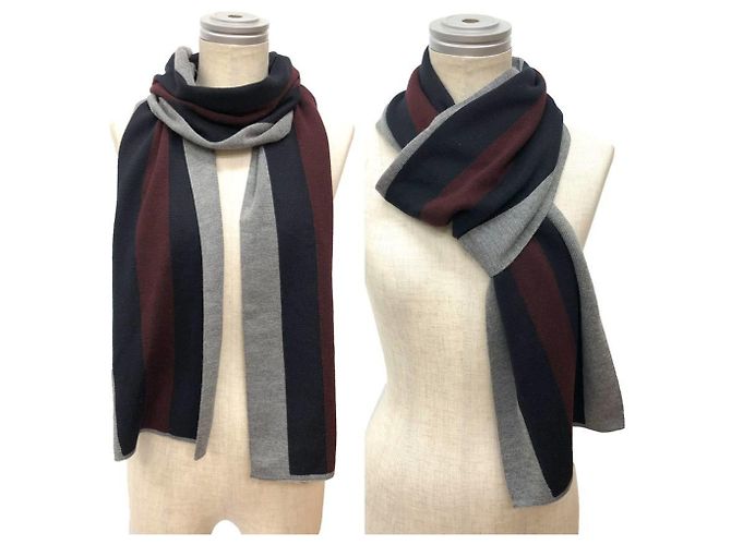 Collo in misto cashmere Gucci Marrone Bordò Blu navy - vista 2