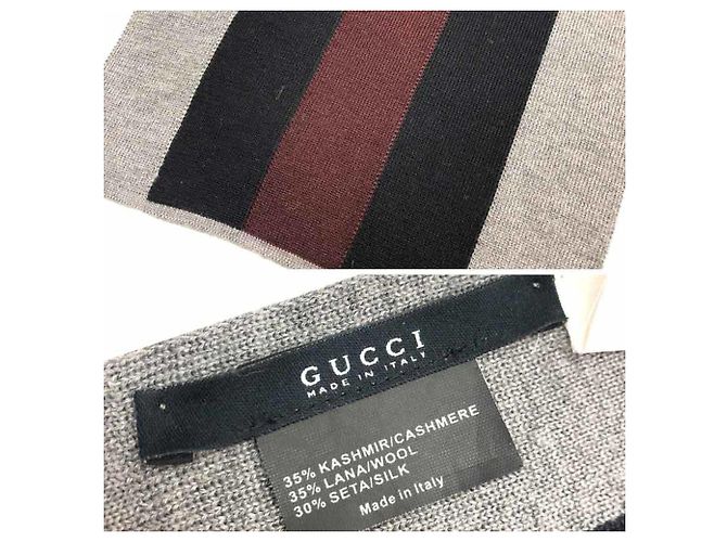 Collo in misto cashmere Gucci Marrone Bordò Blu navy - vista 3