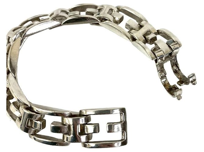 Bracciale charm in argento sterling 925 con motivo H vintage di Hermès - vista 4