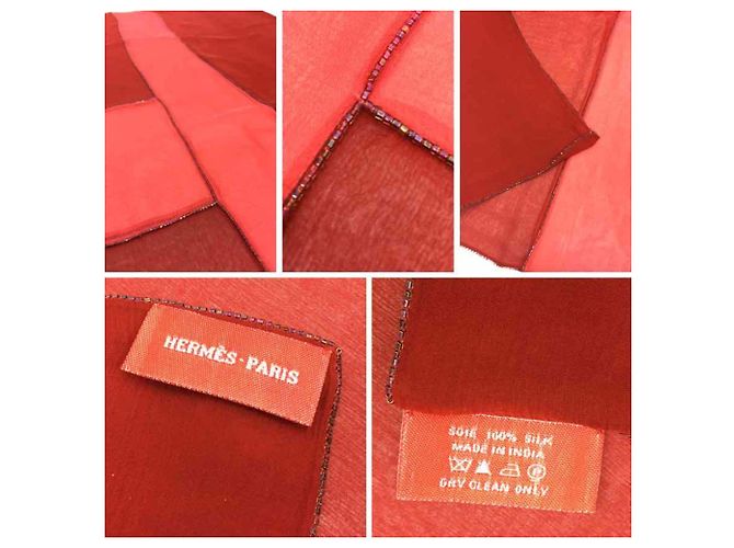 Set di foulard in seta Hermès Rosso - vista 4