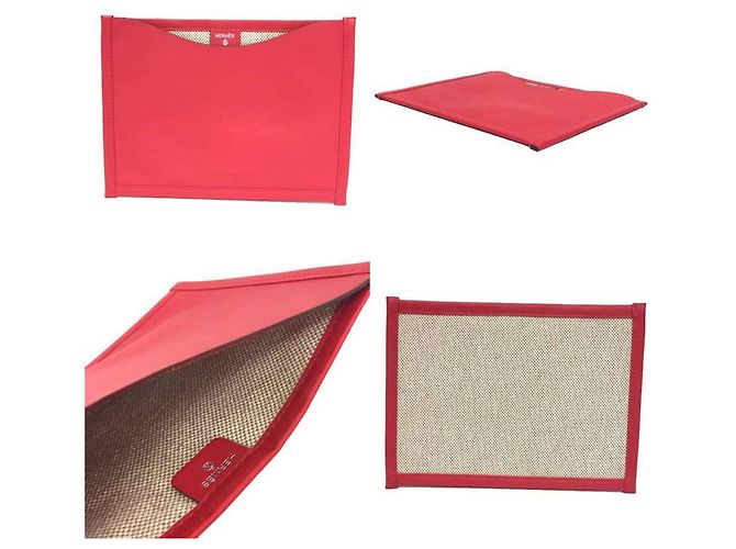 Pochette Hermès Petit H em couro Swift e Toile H Framboise - vista 2