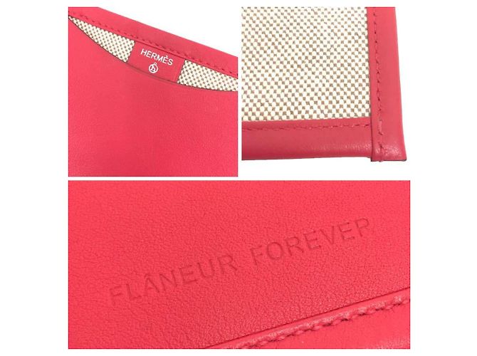 Pochette Hermès Petit H em couro Swift e Toile H Framboise - vista 3