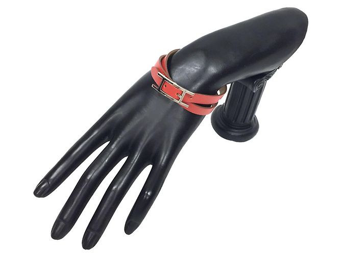 Bracciale in pelle Behapi Double Tour di Hermès Arancione Senape - vista 2