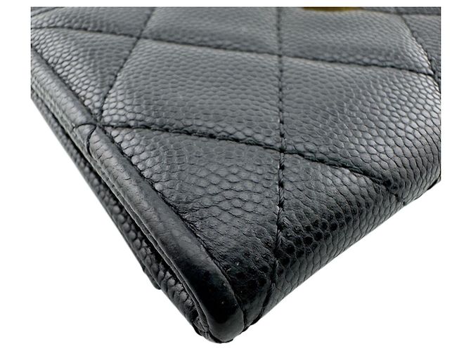 Monedero de piel caviar matelassé de Chanel Negro - vista 3