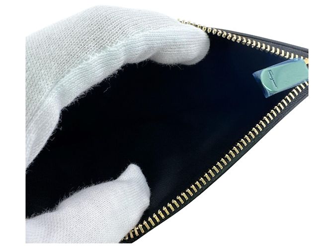 Cartera larga con hardware Gancini de Salvatore Ferragamo Azul marino - vista 12