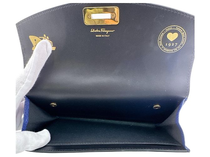 Cartera larga con hardware Gancini de Salvatore Ferragamo Azul marino - vista 9