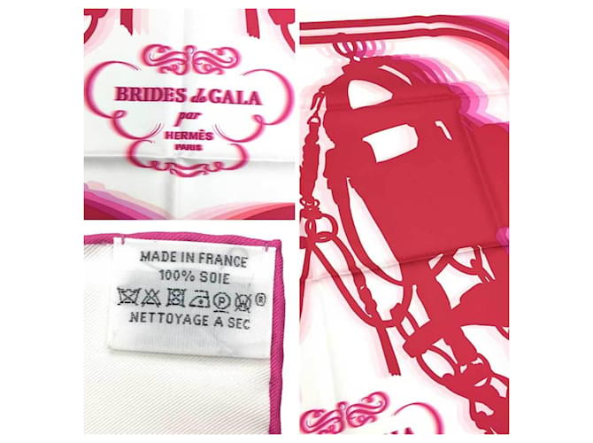 Foulard in seta rosa e bianco Hermès - vista 2