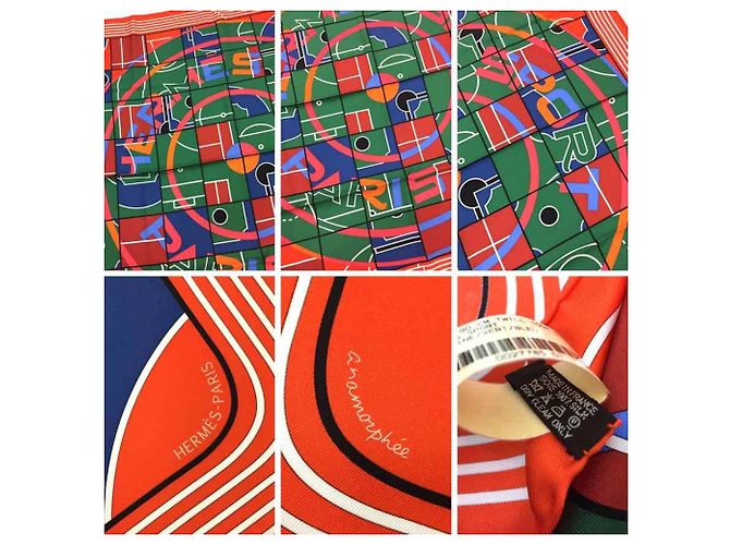 Foulard Hermès Carre 90 in seta rosso multicolore - vista 2