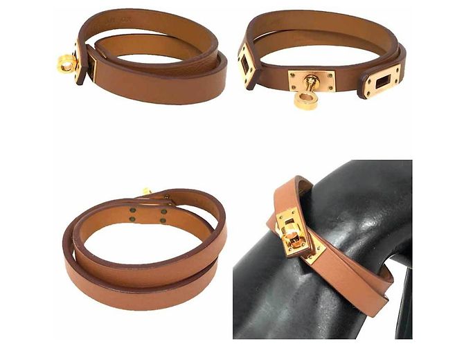 Bracciale Charm Mini Kelly Double Tour Hermès Rosa Cammello - vista 2