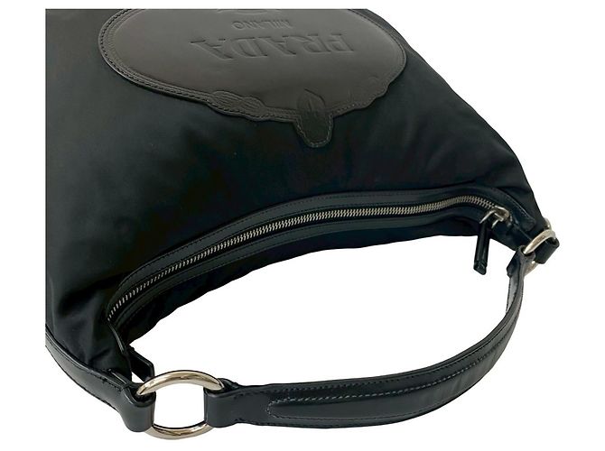 Borsa Tote in Nylon e Pelle Nera Prada Nero - vista 4