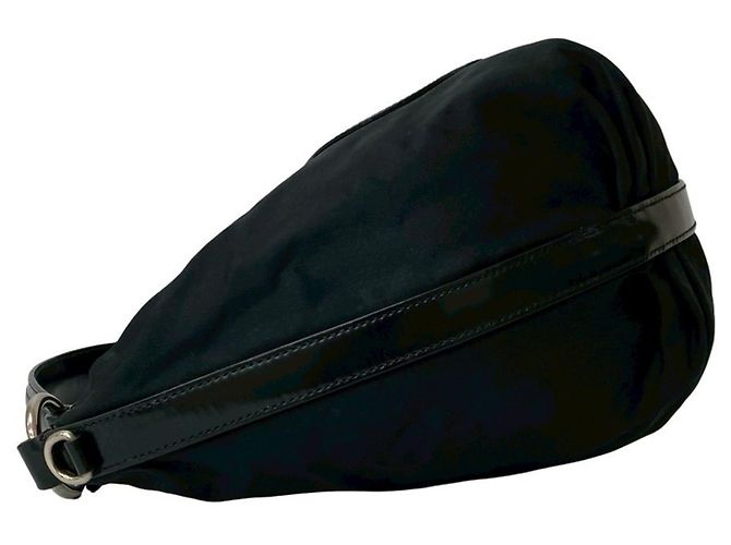 Borsa Tote in Nylon e Pelle Nera Prada Nero - vista 5