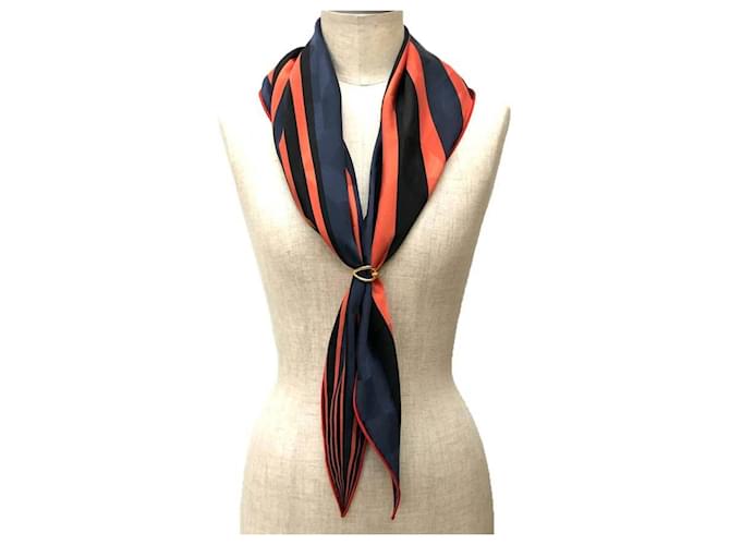 Sciarpa Hermès Carré Losange MM Rosso Blu navy - vista 2