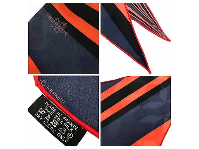 Sciarpa Hermès Carré Losange MM Rosso Blu navy - vista 3