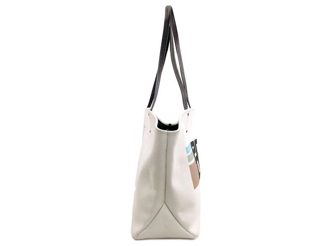 Prada Logo Tote Bag Canvas Weiß Grün Hellblau - Ansicht 3