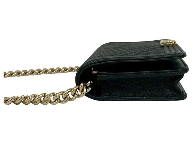 Borsa a Spalla Chanel Boy Chanel Coco Mark Chain Nero - vista 5