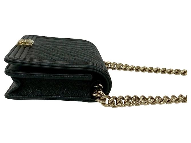 Borsa a Spalla Chanel Boy Chanel Coco Mark Chain Nero - vista 6