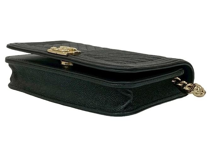 Borsa a Spalla Chanel Boy Chanel Coco Mark Chain Nero - vista 8