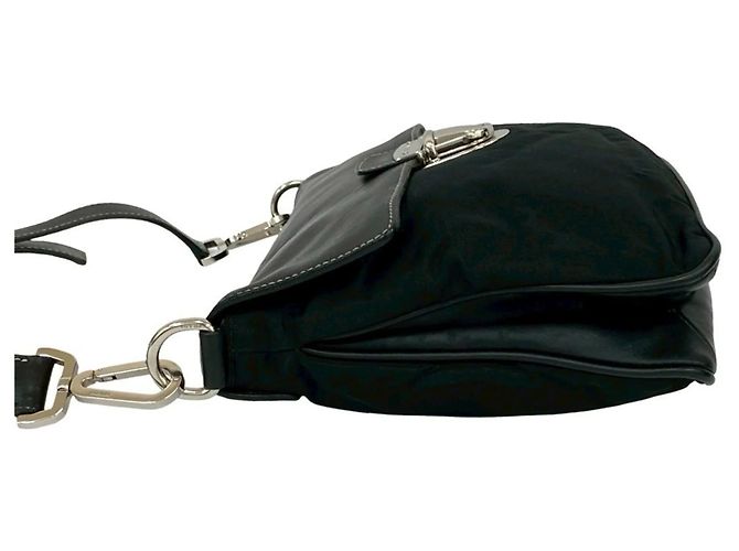 Sac à bandoulière en cuir et nylon Tessuto avec logo triangle Prada Noir - vue 5