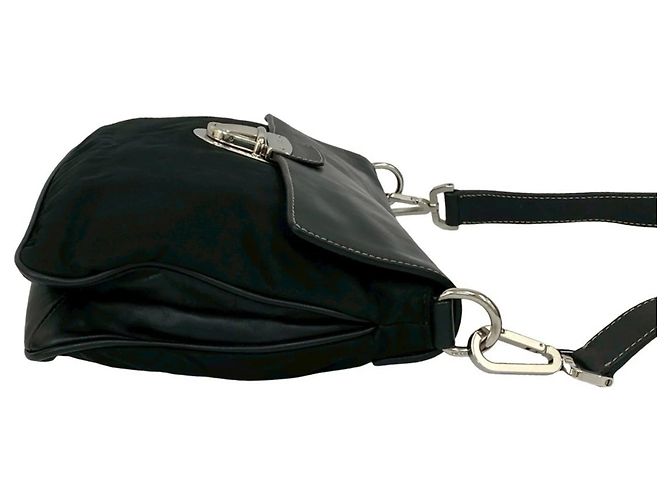 Sac à bandoulière en cuir et nylon Tessuto avec logo triangle Prada Noir - vue 6