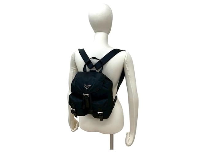 Saffiano Mochila de nylon y cuero con logo triangular de Prada Negro - vista 2
