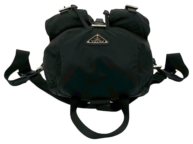 Saffiano Mochila de nylon y cuero con logo triangular de Prada Negro - vista 4