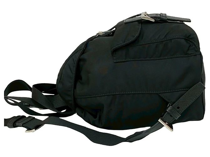 Saffiano Mochila de nylon y cuero con logo triangular de Prada Negro - vista 5