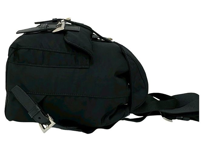 Saffiano Mochila de nylon y cuero con logo triangular de Prada Negro - vista 6