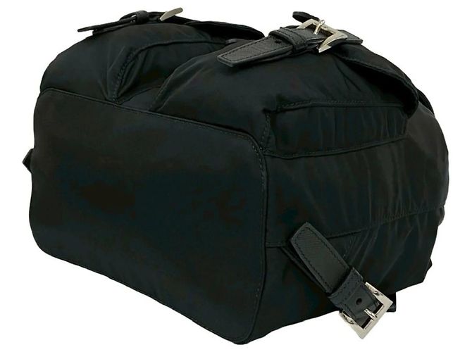 Saffiano Mochila de nylon y cuero con logo triangular de Prada Negro - vista 8