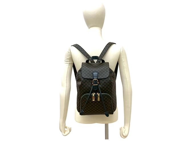 Edge Céline CELINE Vintage Macadam Blazon Muster Leder Rucksack - Ansicht 2