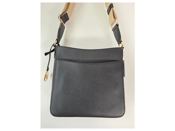 Borsa a spalla Michael Kors Jet Set Travel in tela nera Nero Beige D'oro - vista 10