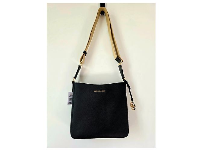Borsa a spalla Michael Kors Jet Set Travel in tela nera Nero Beige D'oro - vista 2