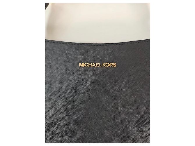 Borsa a spalla Michael Kors Jet Set Travel in tela nera Nero Beige D'oro - vista 3
