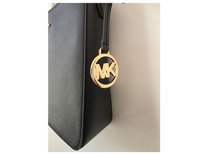 Borsa a spalla Michael Kors Jet Set Travel in tela nera Nero Beige D'oro - vista 4