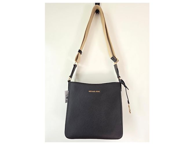 Borsa a spalla Michael Kors Jet Set Travel in tela nera Nero Beige D'oro - vista 6