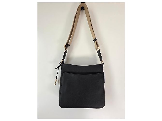 Borsa a spalla Michael Kors Jet Set Travel in tela nera Nero Beige D'oro - vista 9