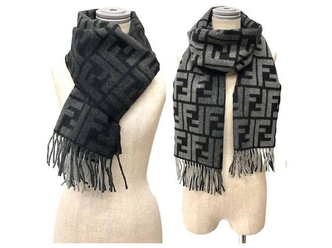 Stola Fendi Zucca FF in nero e grigio Marrone - vista 2